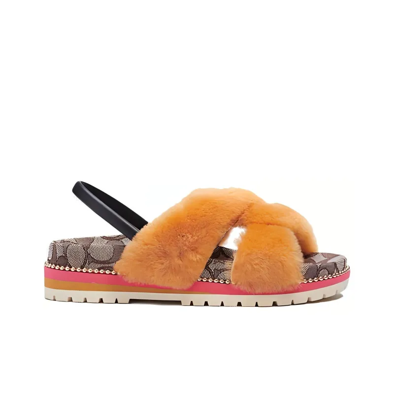 COACH TALLY Strap Sandals 1cm Women's Cream Sugar Color-1