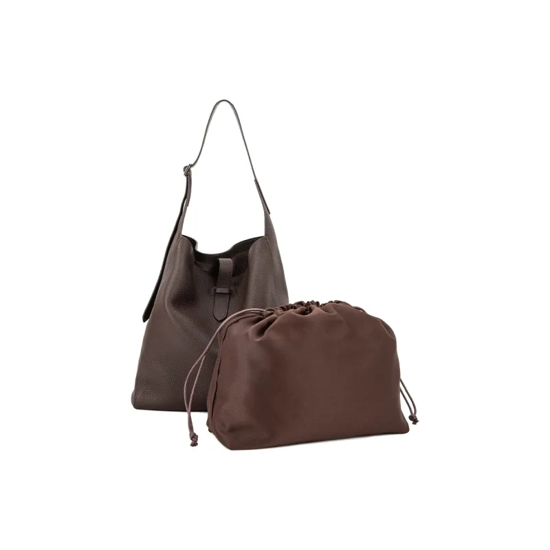 VENOF Top Grain Cow Leather Shoulder Bag Regular Women's Time Black/Elegant Coffee-7