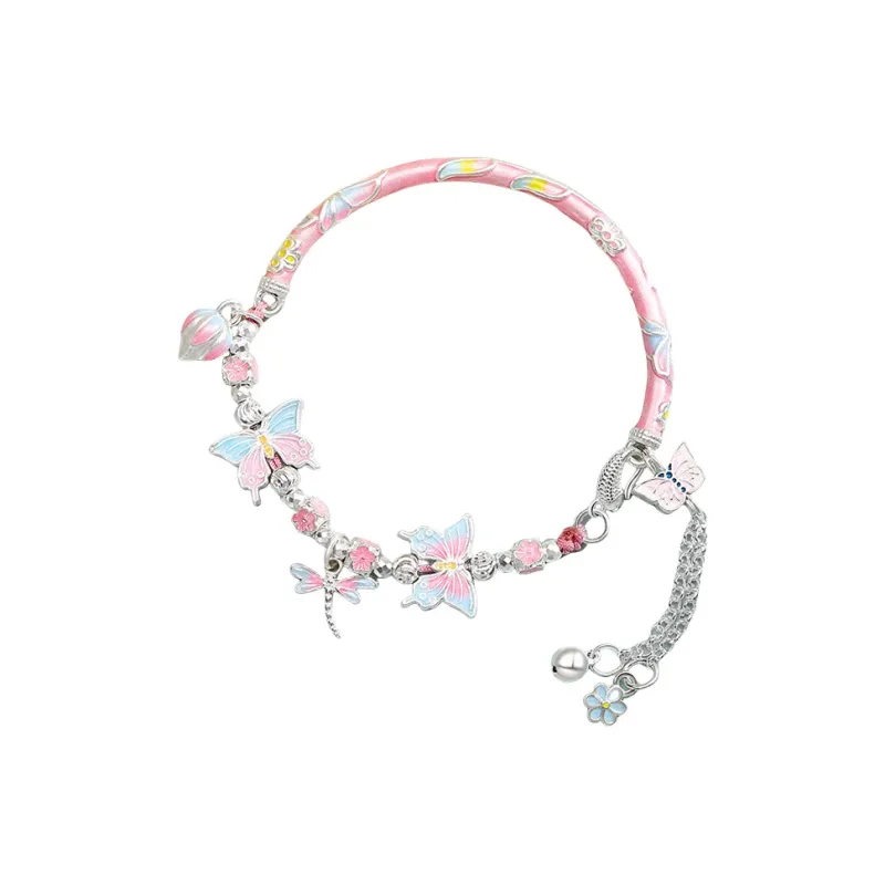 TUTAE 999 Fine Silver Sterling Silver Bracelets Women's Pink-8