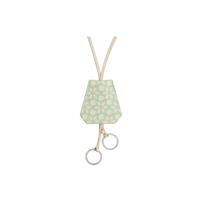 HERMES Metal Leather Necklaces Women's Pink/Green-2