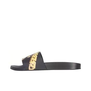 VERSACE La Greca Chain Slides Black