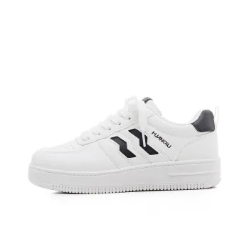 HUANQIU Non slip Lightweight Low Top Skateboard Shoes Women's White Black