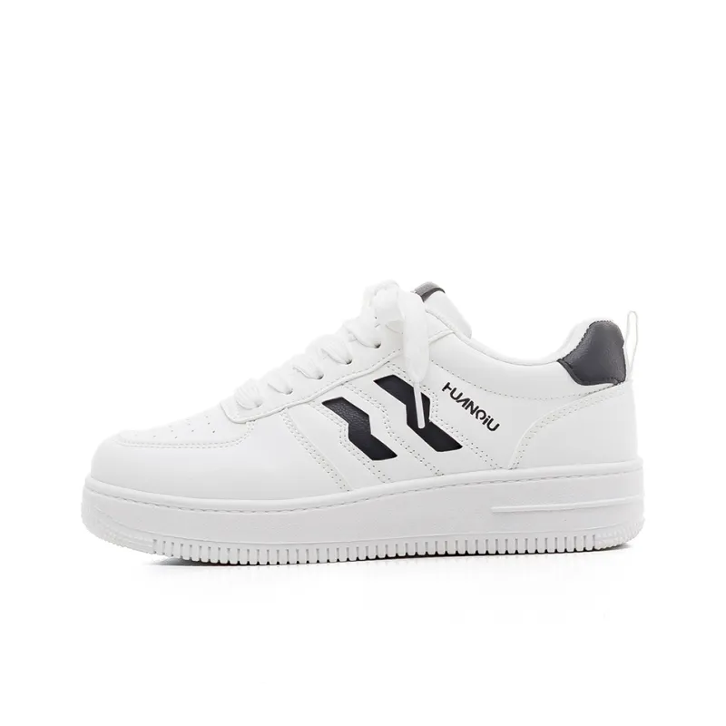 HUANQIU Non slip Lightweight Low Top Skateboard Shoes Women's White Black-0