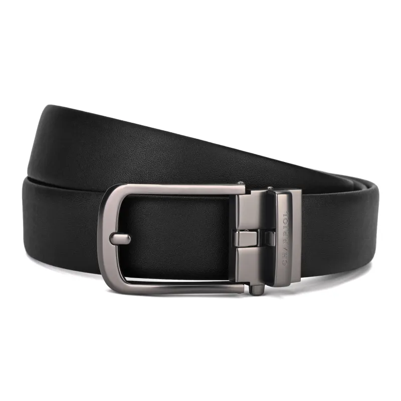 CHARRIOL Cow Leather Leather Belts Men's Black 3.5-3