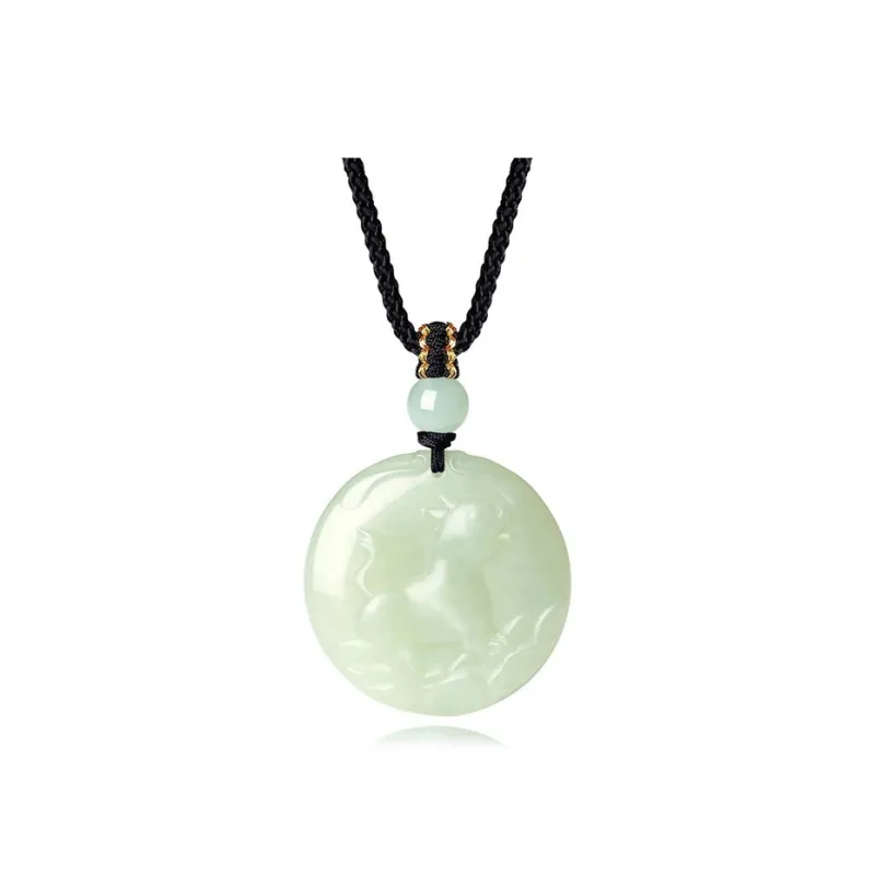 QIANCHANG Hetian Jade Necklaces Pale Greenish White Jade Women's-15