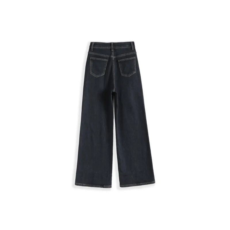 SITOL Jeans Women's Black Blue Fleece Lined-1