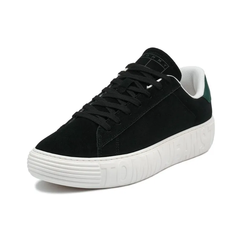 Tommy Hilfiger Tjm Suede Outsole Abrasion Resistant Low Top Skateboard Shoes Men's Black-2