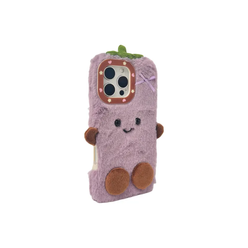 Wei Xin Plush Material Plush Snowman Eggplant Phone Cases Compatible With IPhone 16/15 Pro Max/Apple 13/14 Pro/Max-5