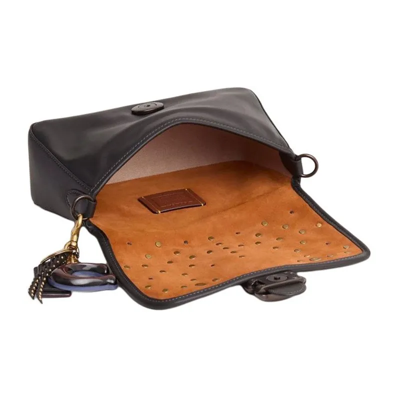 COACH Soft Tabby Leather Portable Crossbody Bag, Shoulder Bag Medium Size Women's Tin & Black-2