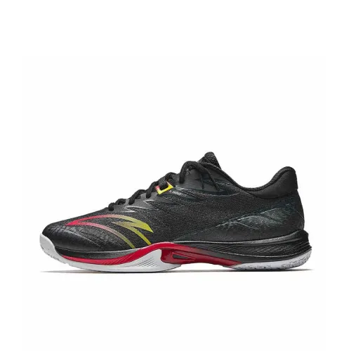 Anta Anti-Slip And Wear-Resistant Coverage Low-Top Badminton Shoes Unisex Black Red Yellow