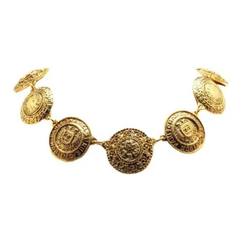 CHANEL 20th Century Plated Cc Medallion Link Collar Costume Necklace
