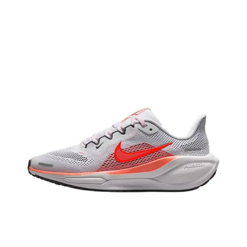 Nike Pegasus 41 Anti Slip Wear Resistant Low Top Kids' Running Shoes White Gray Orange Teenagers