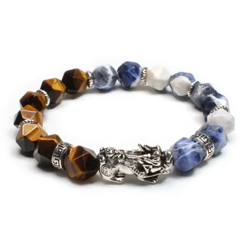 CUIJING Tiger's Eye Stone Good Luck Crystal Carving Beaded Bracelet Men's