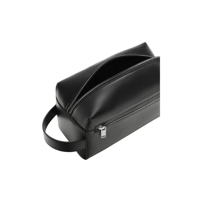 ZARA Polyurethane Toiletry Bag, Handbag Regular Men's Black-3