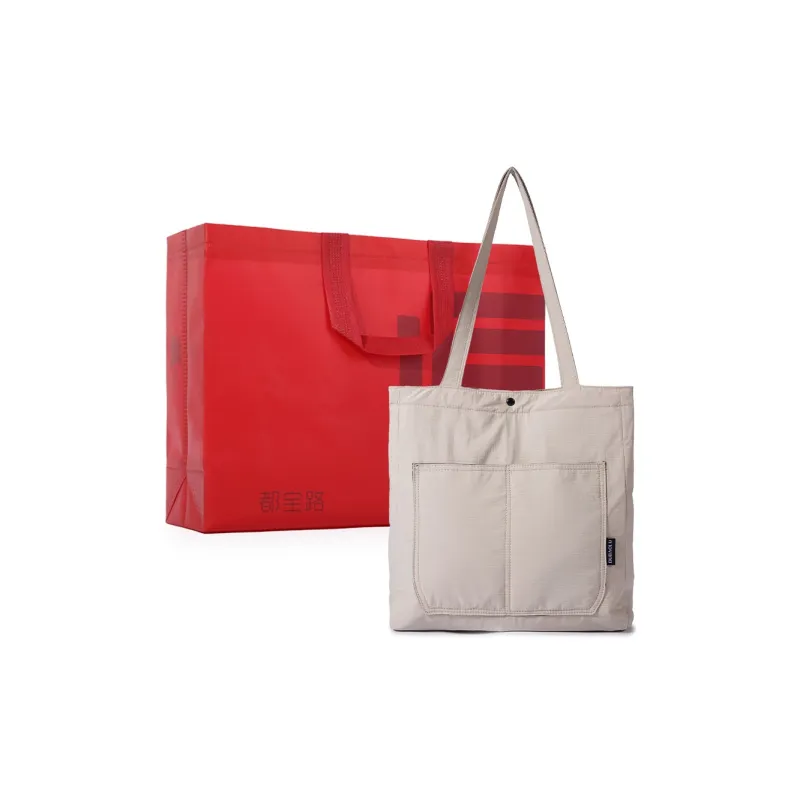 Dubaolu Diamond Pattern Dark Texture Fabric Shoulder Bag Tote Large Size Unisex Black/Apricot-7