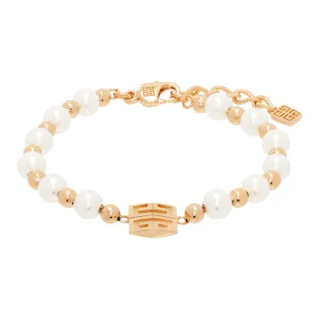 Givenchy Brass Metal Artificial Pearl Resin Bracelets Women's White Gold