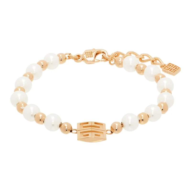Givenchy Brass Metal Artificial Pearl Resin Bracelets Women's White Gold-0
