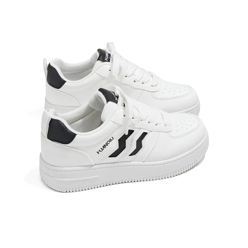 HUANQIU Non slip Lightweight Low Top Skateboard Shoes Women's White Black-2