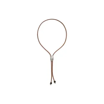 HERMES Horn Leather Metal Palladium-Plated Necklaces Men's Orange