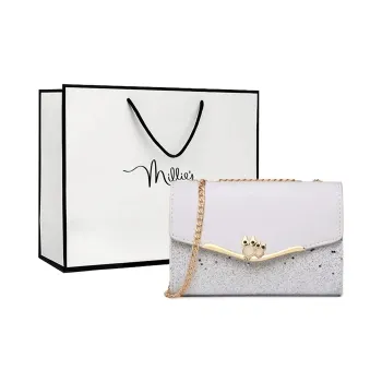 MILLIE'S Cow Leather Crossbody Bag, Shoulder Bag, Small Square Bag Regular Women's White