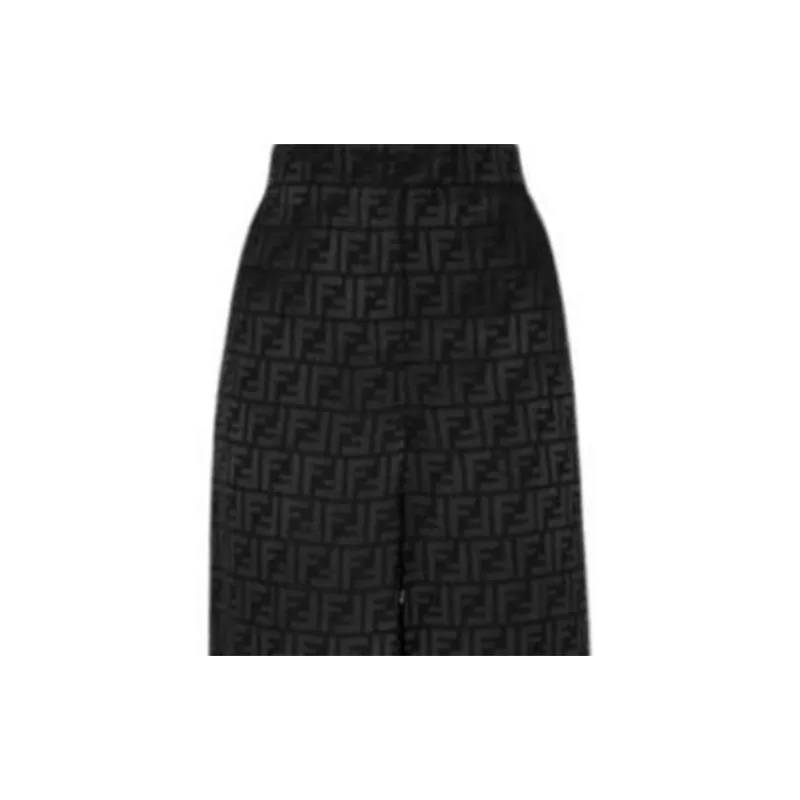 FENDI Monogram-print Silk Trousers-3