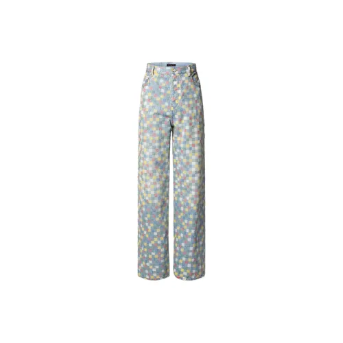 LOUIS VUITTON Damier Denim Wide-Leg Pants