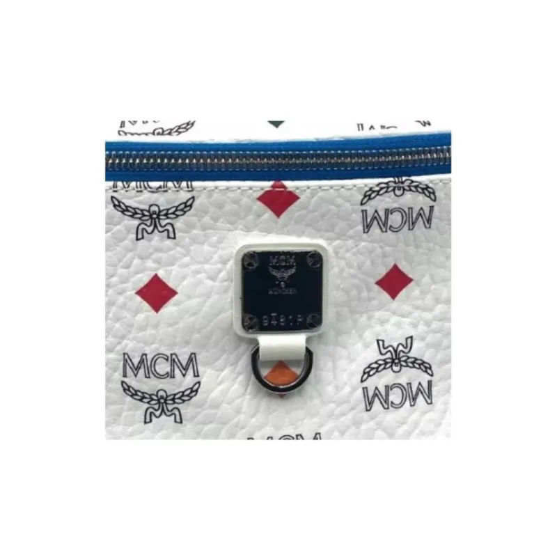 MCM Coated Canvas Fanny Pack Trumpets Unisex White-3