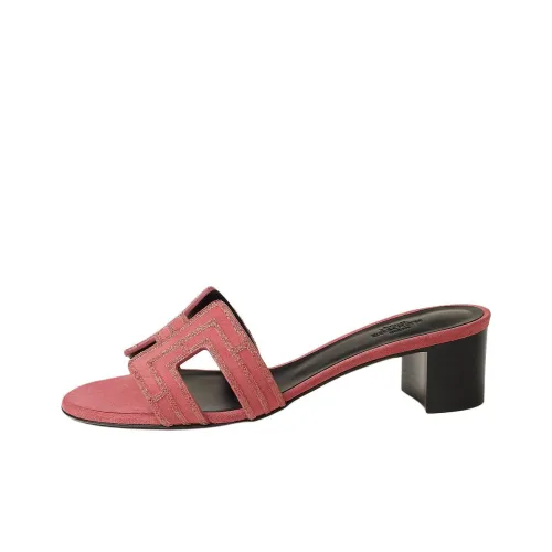 HERMES Oasis Slide Slippers 5cm Women's Red