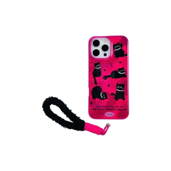 Wei Xin Acrylic Material Pearl Necklace Black Cat Phone Cases Compatible With IPhone 16/15 Pro Max/Apple 13/14 Pro/Max
