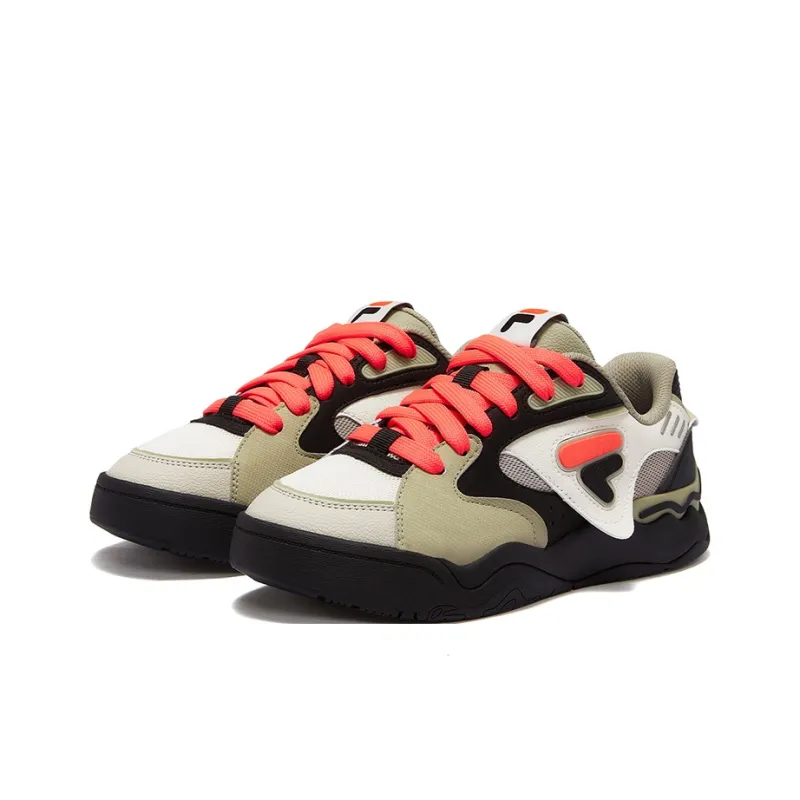 FILA FUSION KICK II Slip Resistant Low Top Casual Shoes Women's Milk White Champagne Brown-1