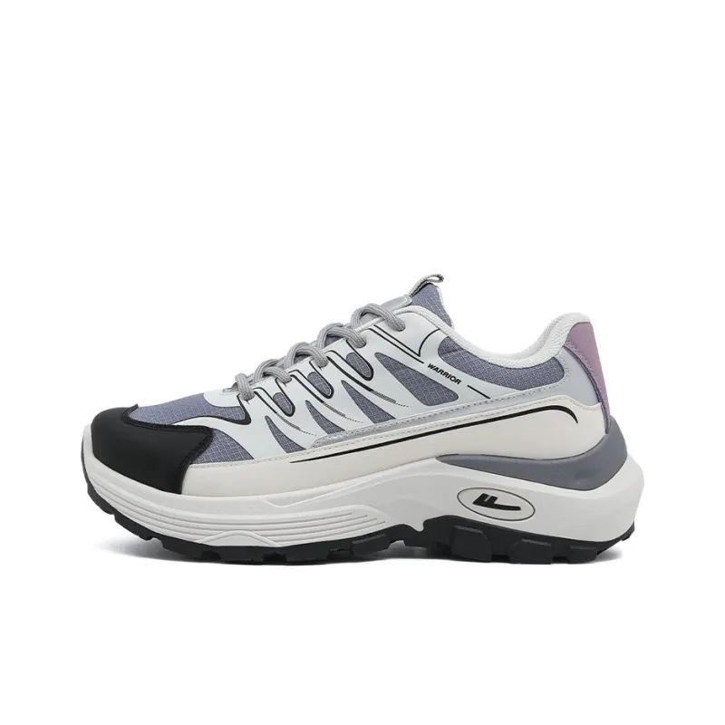 Warrior Wear Resistant Wide Coverage Lightweight Low Top Chunky Sneakers Women's White Black Purple-0
