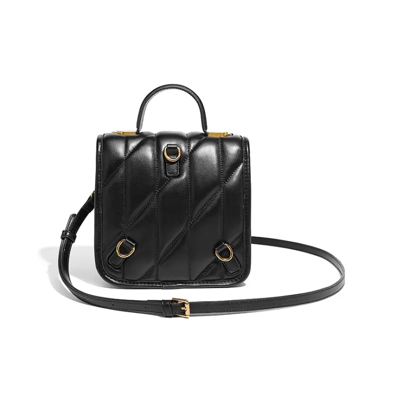 Vigno Synthetic Leather One Shoulder Crossbody Double Shoulder Handbag Regular Women's Black/Brown/Ecru-6