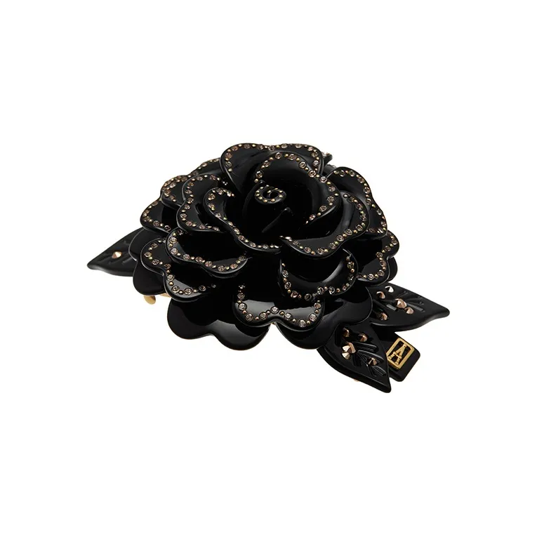 ALEXANDRE DE PARIS Black Rose 8cm Hair Clip Hair Accessories Headwear Women's-3