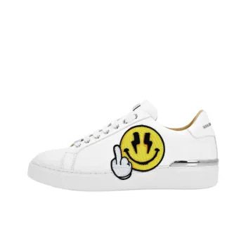 PHILIPP PLEIN STRASS SMILE Low-Top Skateboard Shoes Unisex White