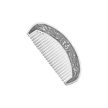 QINGFU 999 Fine Silver Semi Circular Comb For Scraping And Massaging Women's