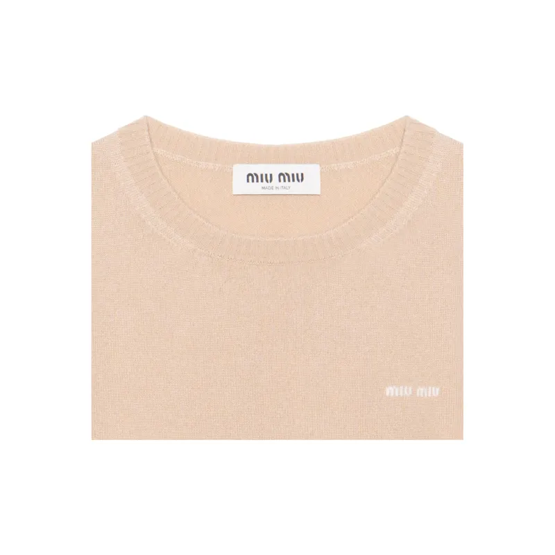 MIU MIU Logo intarsia Cashmere Top-7