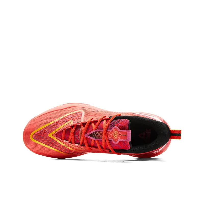 PEAK Basketball Shoes Men Low Top Red Flower Yarn-3