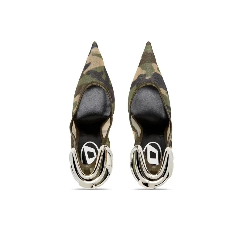 DIESEL D Ten&Half P Slim Heel High Heels 10.5cm Women's Olive Green-5