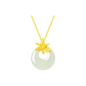 ALLOVE Hetian Jade Necklaces Pale Greenish White Jade Women's