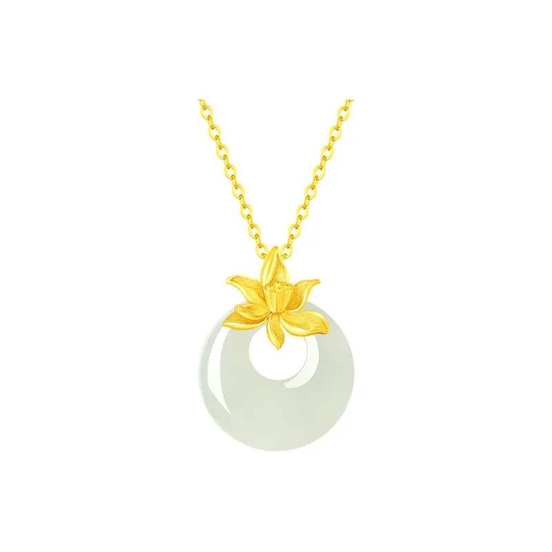 ALLOVE Hetian Jade Necklaces Pale Greenish White Jade Women's-0