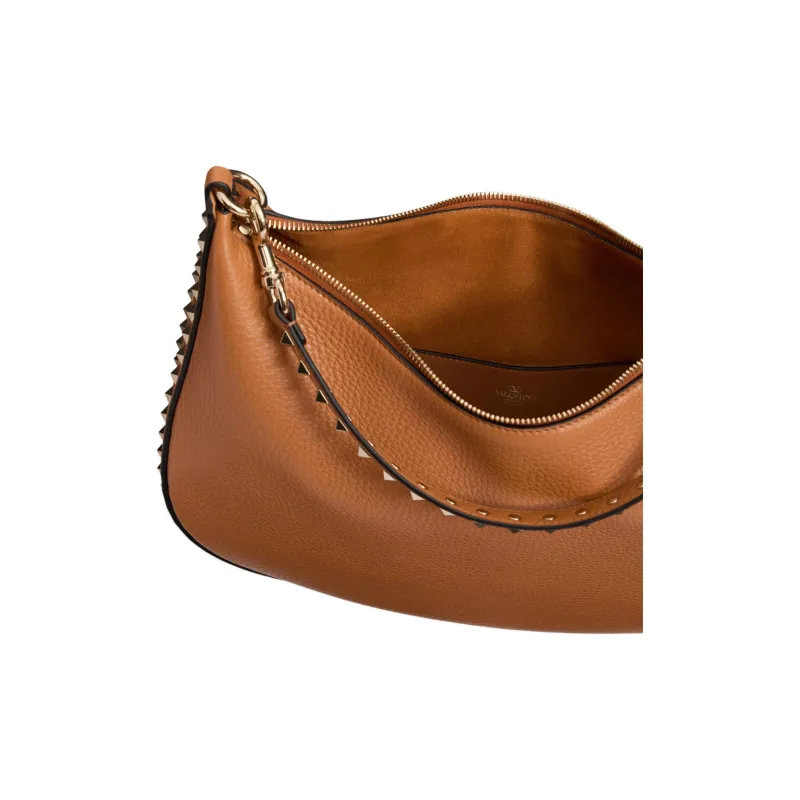Valentino GARAVANI Calfskin Shoulder Bag Trumpets Women's Almond-6