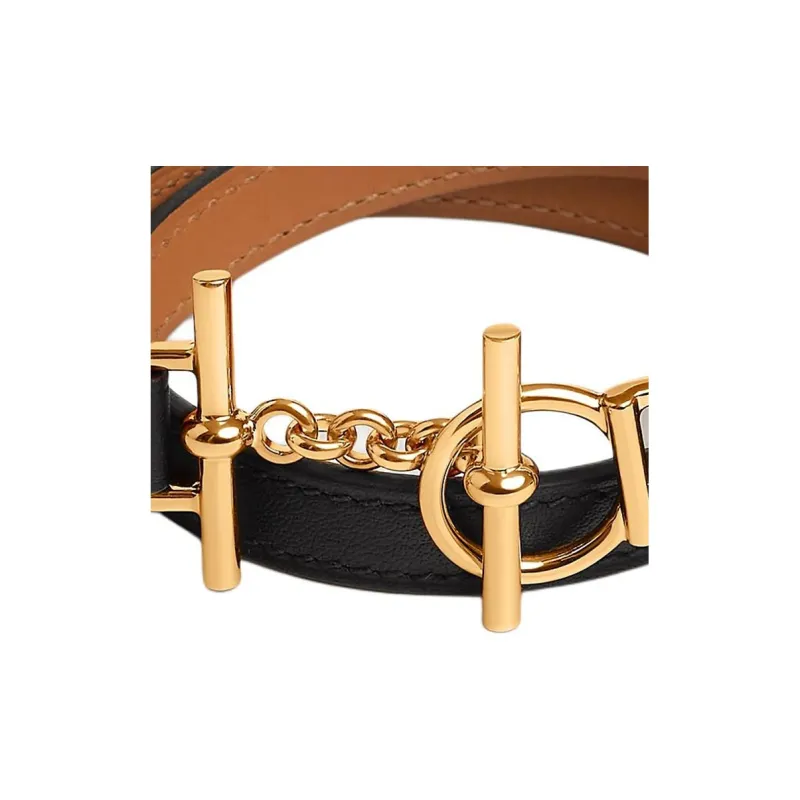 HERMES Calfskin Bracelets Women's Black-2