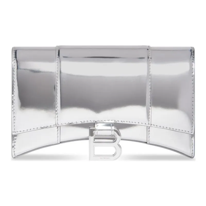 Balenciaga Calfskin Wallet Shoulder Bag Women's Silver-0