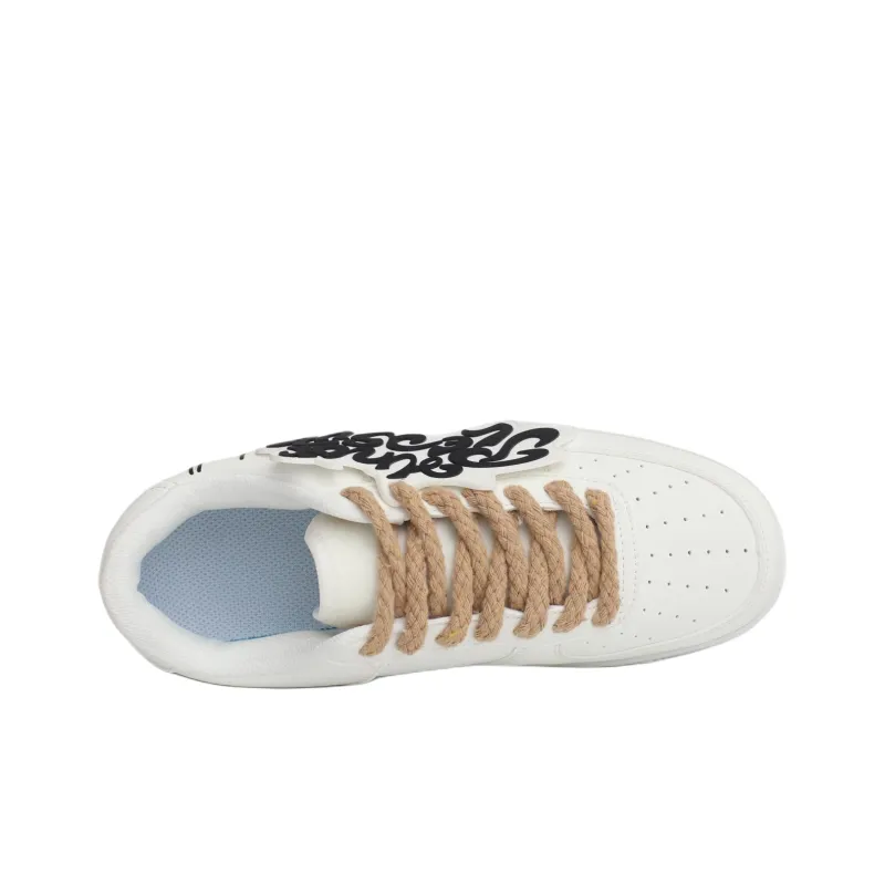 PAIN OR PLEASURE Low Top Kids' Skateboarding Shoes White Black Teenagers-2
