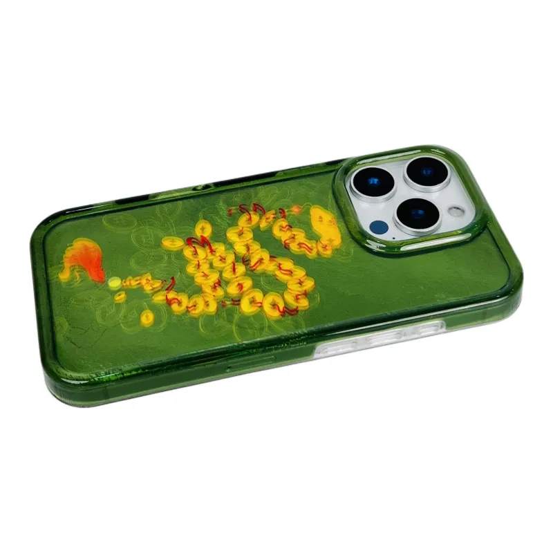 Wei Xin Acrylic Material Money Snake Red Green Phone Cases Compatible With IPhone 16/15 Pro Max/Apple 13/14 Pro/Max-11
