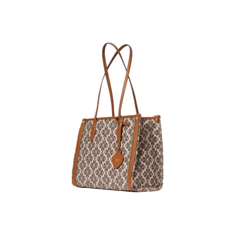 Kate Spade Fabric Cow Leather Crossbody One Shoulder Handbags Medium Size Women's Brown Pink-1