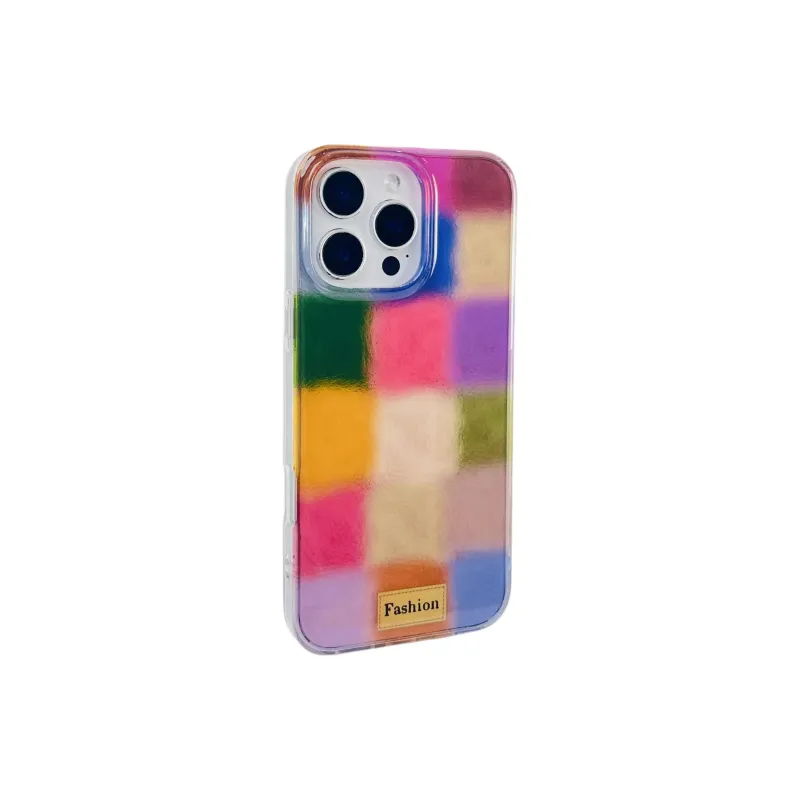 Wei Xin Acrylic Material Multicolor Plaid Colorblock Phone Cases Compatible With IPhone 16/15/14/13/Pro/Mac-3