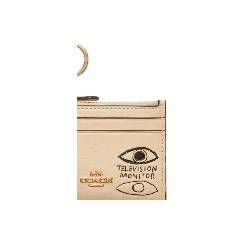 COACH Basquiat Artist Graffiti, Collaboration Skinny Id Case Leather Coin And Card Holder Women's Milk Tea-3