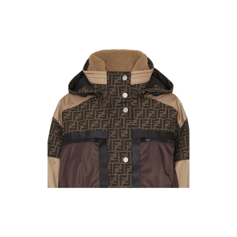 FENDI Panelled Monogrammed Button Up Jacket-3