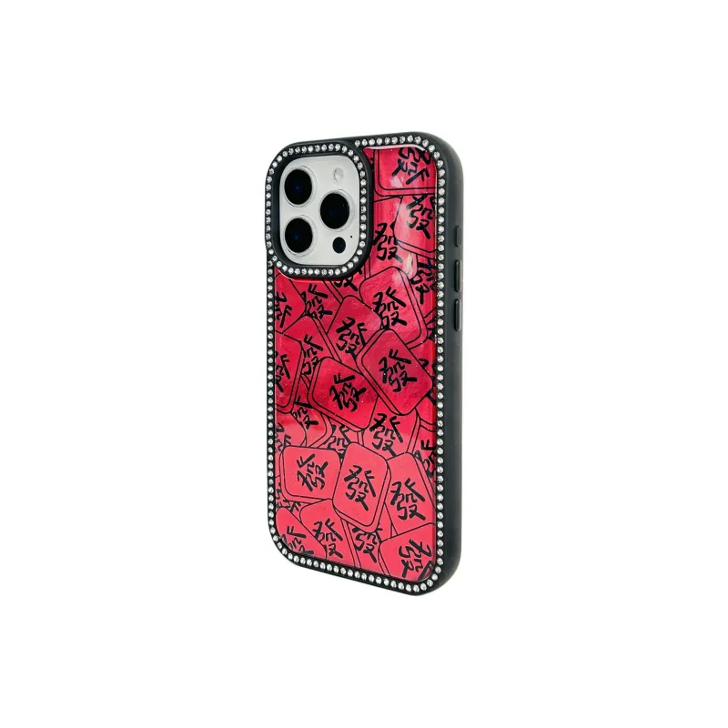Wei Xin Acrylic Material Red Hair Word Mahjong Phone Cases Compatible With IPhone 16/15 Pro Max/Apple 13/14 Pro/Max-4